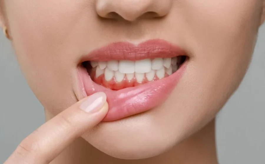 woman with gum disease